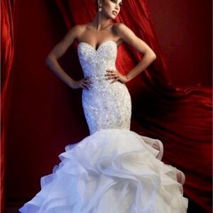 Allure couture, Swarovski crystal wedding gown Elegant White Strapless Gown